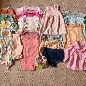 0-3 month baby girl 22 piece clothing bundle